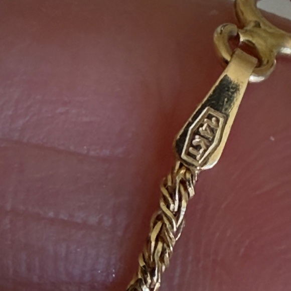 18 karat gold, Australian opal with diamondand 14k chain - Picture 14 of 15